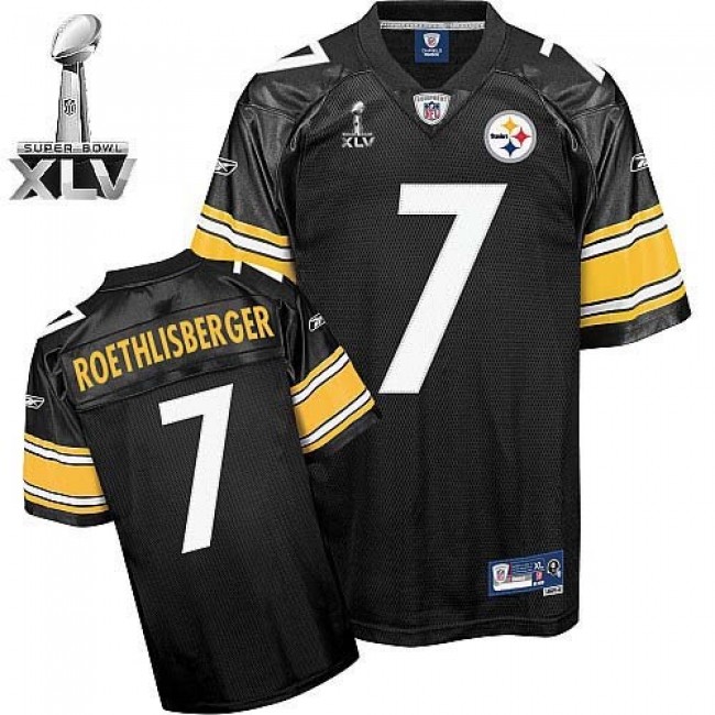 Steelers #7 Ben Roethlisberger Black Super Bowl XLV Stitched NFL Jersey