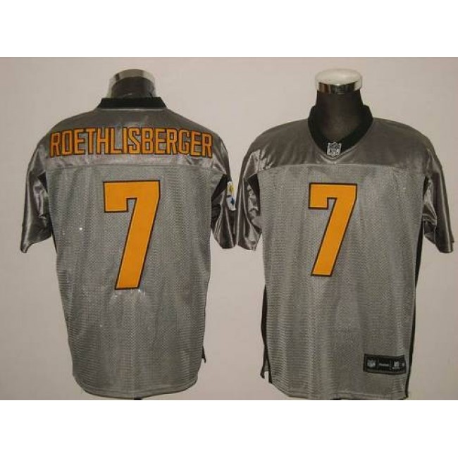 Steelers #7 Ben Roethlisberger Grey Shadow Stitched NFL Jersey