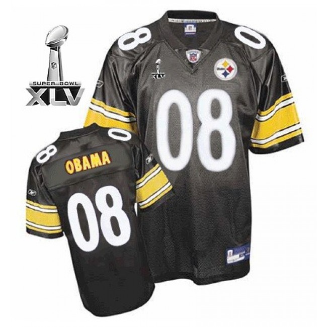 Steelers #8 President Obama Super Black Bowl XLV Stitched NFL Jersey