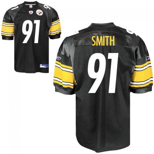 Steelers #91 Aaron Smith Black Stitched NFL Jersey