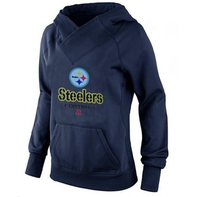 Women's Pittsburgh Steelers Big Tall Critical Victory Pullover Hoodie Navy Blue Jersey