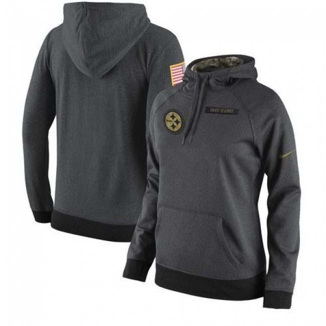 Women's Pittsburgh Steelers Anthracite Salute to Service Player Hoodie Jersey