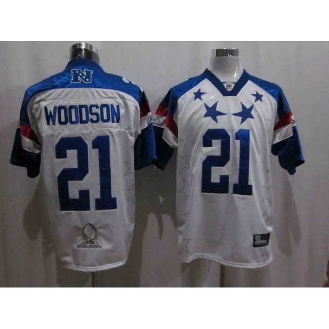 Packers #21 Charles Woodson 2011 White and Blue Pro Bowl Stitched NFL Jersey