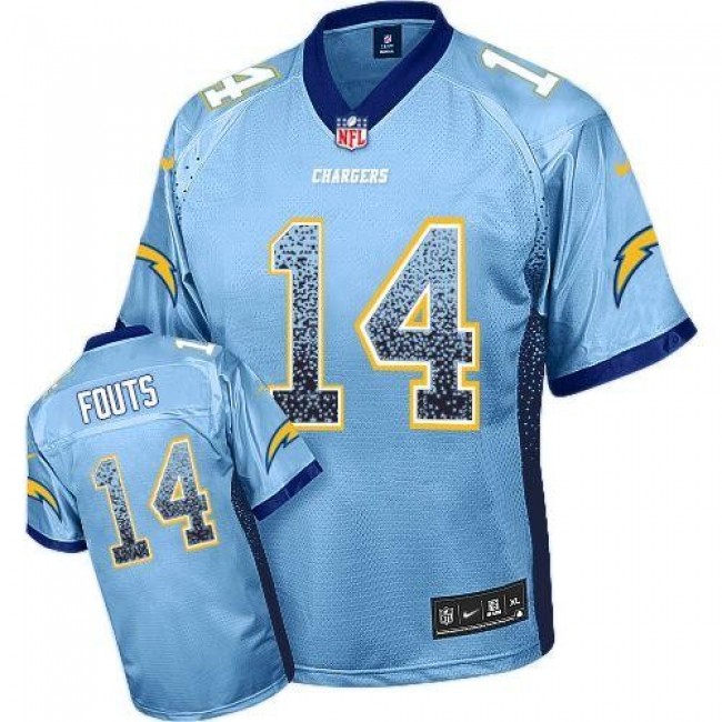 Nike Chargers #14 Dan Fouts Electric Blue Alternate Men's Stitched NFL Elite Drift Fashion Jersey