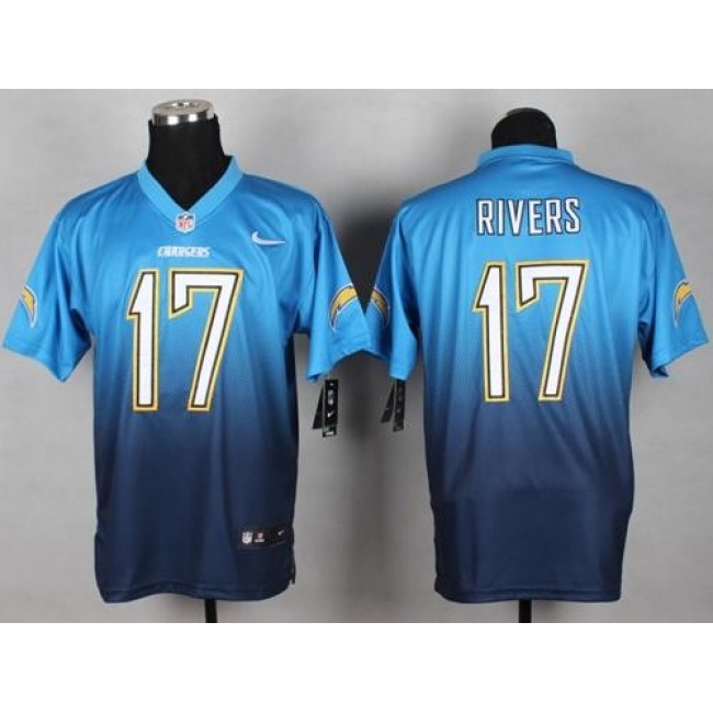 Nike Chargers #17 Philip Rivers Electric Blue/Navy Blue Men's Stitched NFL Elite Fadeaway Fashion Jersey