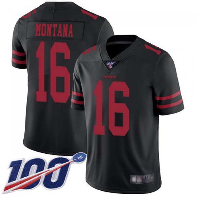 Nike 49ers #16 Joe Montana Black Alternate Men's Stitched NFL 100th Season Vapor Limited Jersey