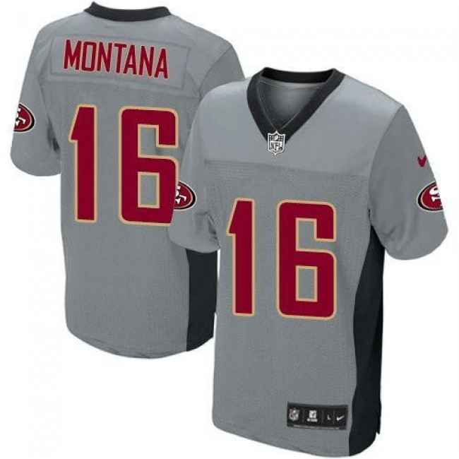 San Francisco 49ers #16 Joe Montana Grey Shadow Youth Stitched NFL Elite Jersey