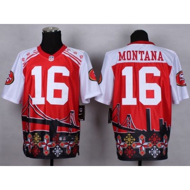 Nike 49ers #16 Joe Montana Red Men's Stitched NFL Elite Noble Fashion Jersey