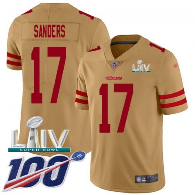 Nike 49ers #17 Emmanuel Sanders Gold Super Bowl LIV 2020 Men's Stitched NFL Limited Inverted Legend 100th Season Jersey