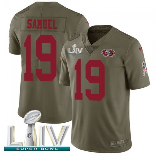 Nike 49ers #19 Deebo Samuel Olive Super Bowl LIV 2020 Men's Stitched NFL Limited 2017 Salute To Service Jersey
