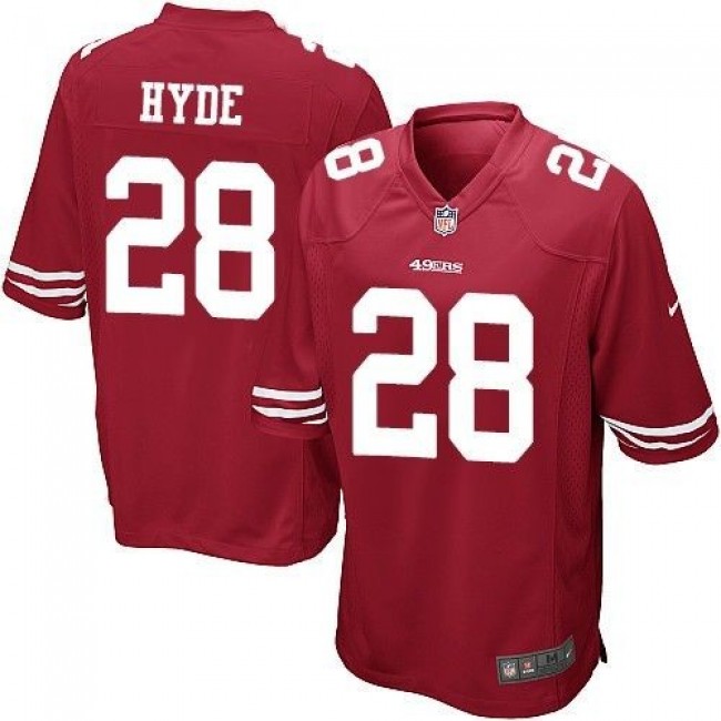San Francisco 49ers #28 Carlos Hyde Red Team Color Youth Stitched NFL Elite Jersey