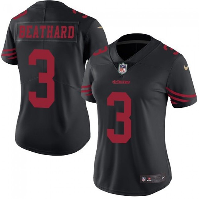 Women's 49ers #3 C.J. Beathard Black Stitched NFL Limited Rush Jersey