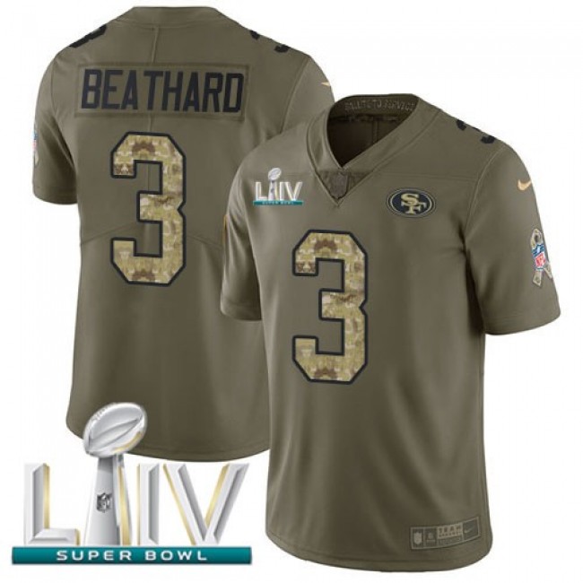 Nike 49ers #3 C.J. Beathard Olive/Camo Super Bowl LIV 2020 Men's Stitched NFL Limited 2017 Salute To Service Jersey