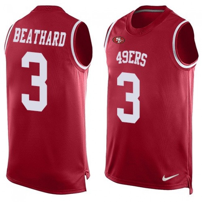 Nike 49ers #3 C.J. Beathard Red Team Color Men's Stitched NFL Limited Tank Top Jersey