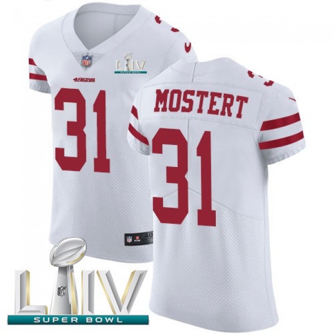 Nike 49ers #31 Raheem Mostert White Super Bowl LIV 2020 Men's Stitched NFL New Elite Jersey