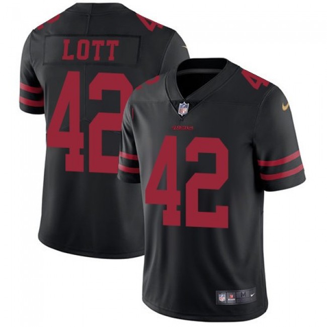San Francisco 49ers #42 Ronnie Lott Black Alternate Youth Stitched NFL Vapor Untouchable Limited Jersey