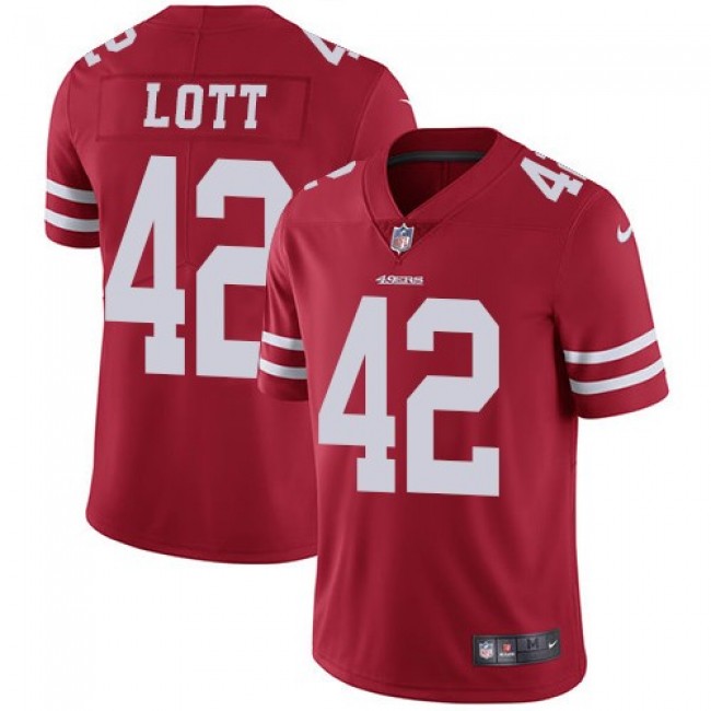 San Francisco 49ers #42 Ronnie Lott Red Team Color Youth Stitched NFL Vapor Untouchable Limited Jersey