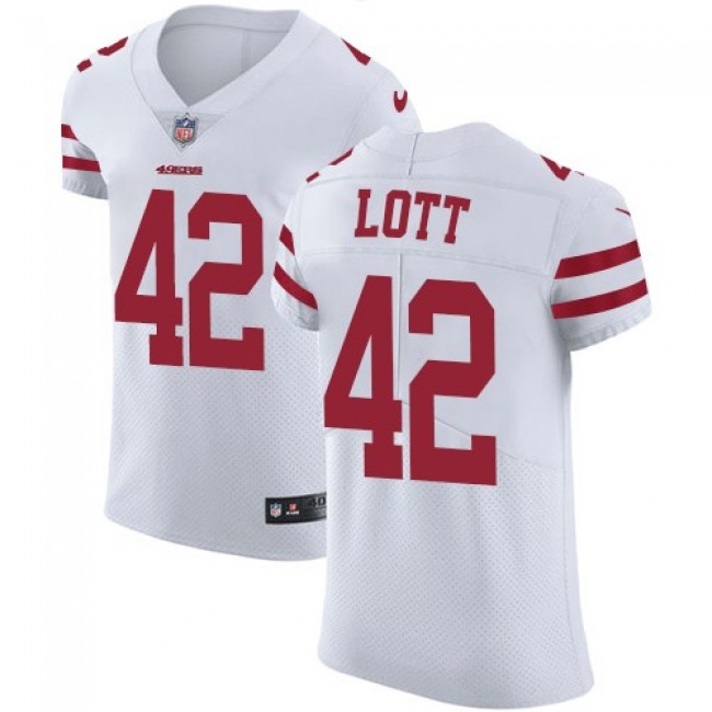 Nike 49ers #42 Ronnie Lott White Men's Stitched NFL Vapor Untouchable Elite Jersey