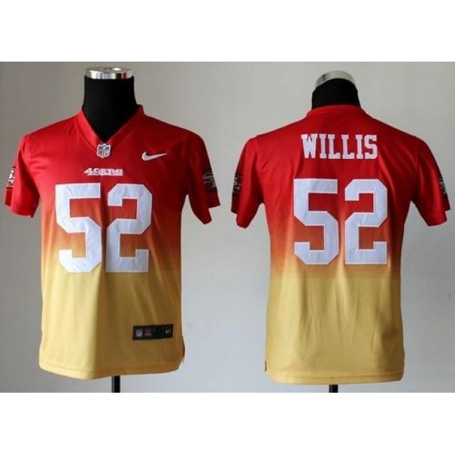 San Francisco 49ers #52 Patrick Willis Red-Gold Youth Stitched NFL Elite Fadeaway Fashion Jersey