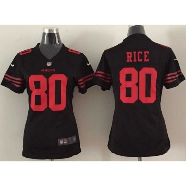 Women's 49ers #80 Jerry Rice Black Alternate Stitched NFL Elite Jersey