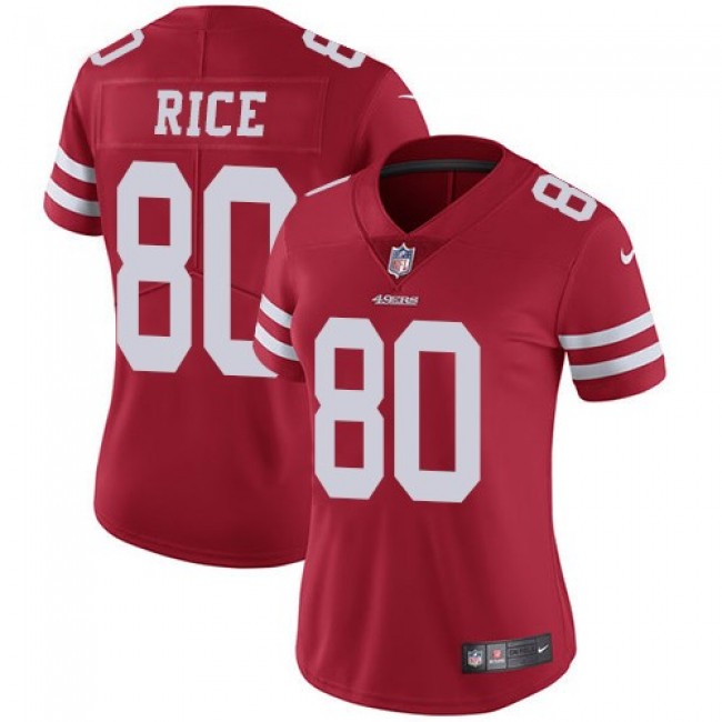 Women's 49ers #80 Jerry Rice Red Team Color Stitched NFL Vapor Untouchable Limited Jersey