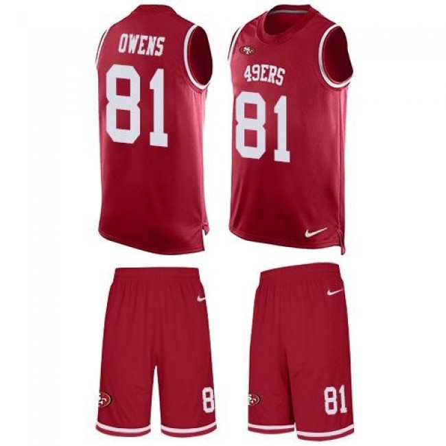 Nike 49ers #81 Terrell Owens Red Team Color Men's Stitched NFL Limited Tank Top Suit Jersey