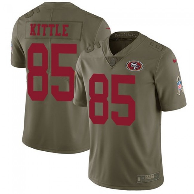 San Francisco 49ers #85 George Kittle Olive Youth Stitched NFL Limited 2017 Salute to Service Jersey