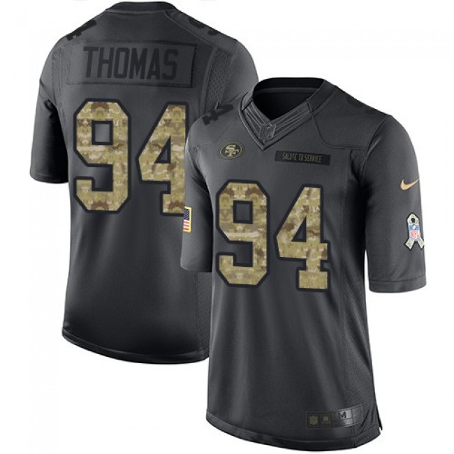 San Francisco 49ers #94 Solomon Thomas Black Youth Stitched NFL Limited 2016 Salute to Service Jersey