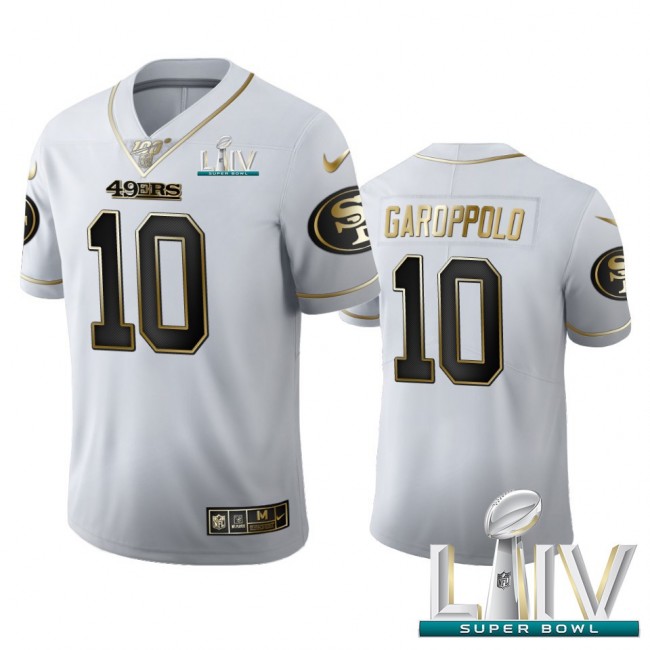 San Francisco 49ers #10 Jimmy Garoppolo Men's Nike White Golden Super Bowl LIV 2020 Edition Vapor Limited NFL 100 Jersey