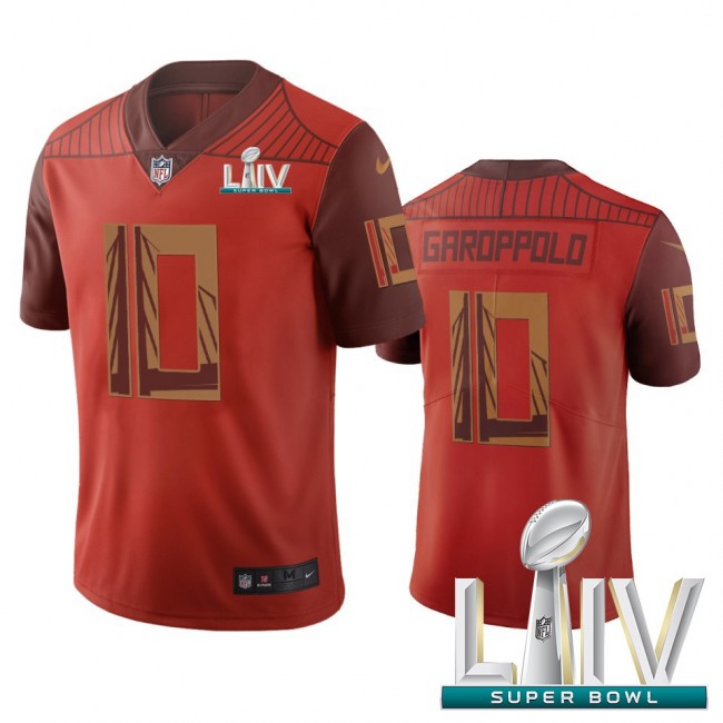San Francisco 49ers #10 Jimmy Garoppolo Orange Super Bowl LIV 2020 Vapor Limited City Edition NFL Jersey