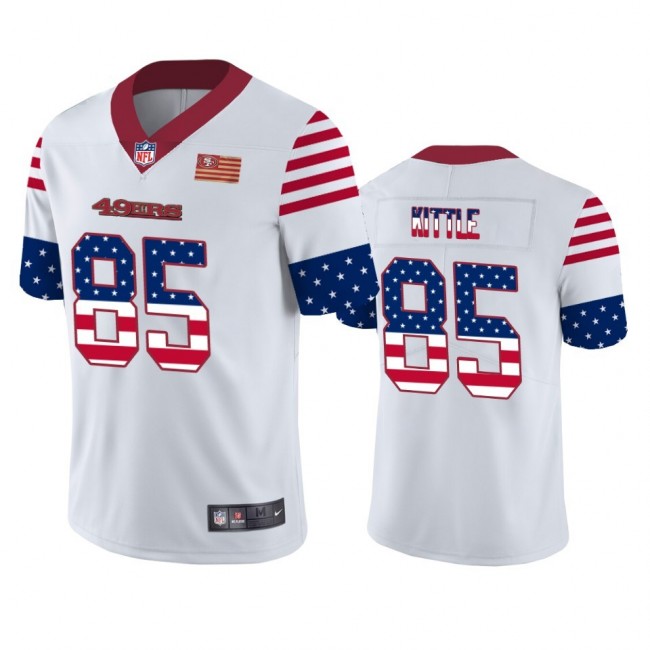 San Francisco 49ers #85 George Kittle White Men's Nike Team Logo USA Flag Vapor Untouchable Limited NFL Jersey
