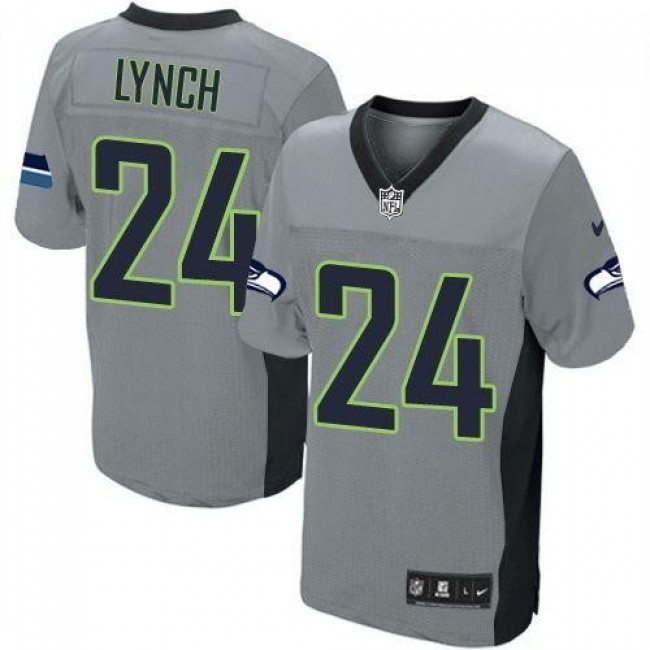 Seattle Seahawks #24 Marshawn Lynch Grey Shadow Youth Stitched NFL Elite Jersey