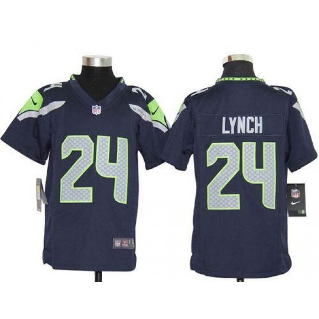 Seattle Seahawks #24 Marshawn Lynch Steel Blue Youth Stitched NFL Elite Jersey