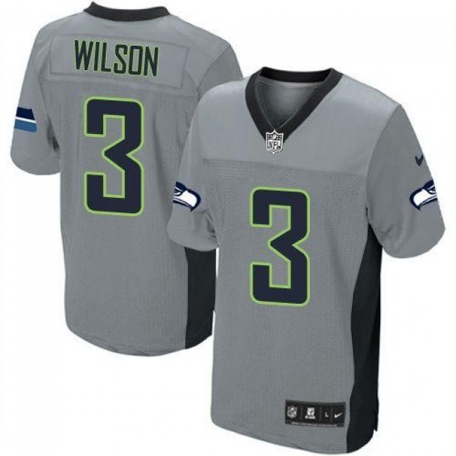Seattle Seahawks #3 Russell Wilson Grey Shadow Youth Stitched NFL Elite Jersey