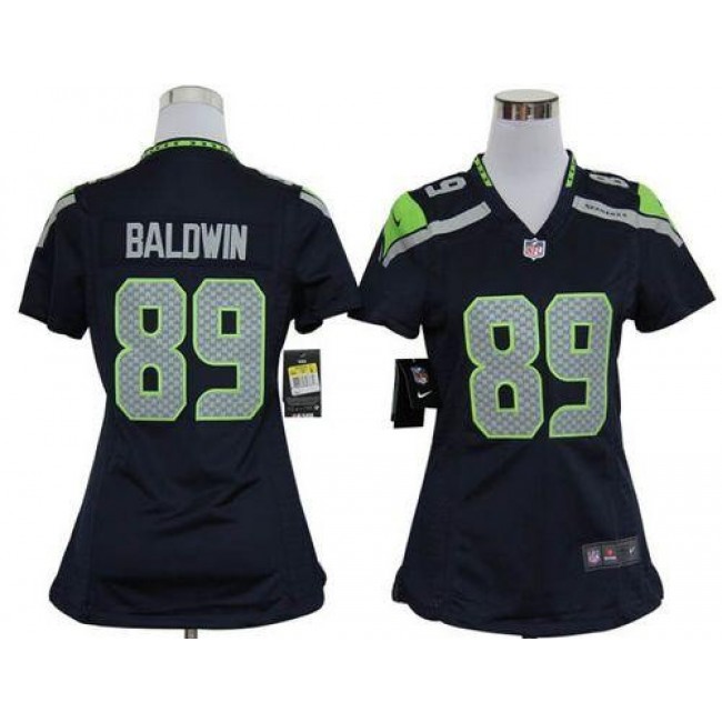 Women's Seahawks #89 Doug Baldwin Steel Blue Team Color Stitched NFL Elite Jersey