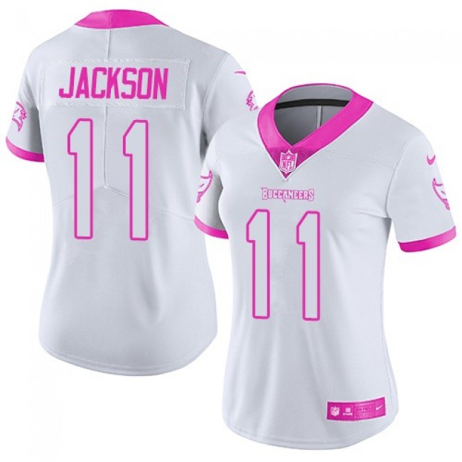 Women's Buccaneers #11 DeSean Jackson White Pink Stitched NFL Limited Rush Jersey