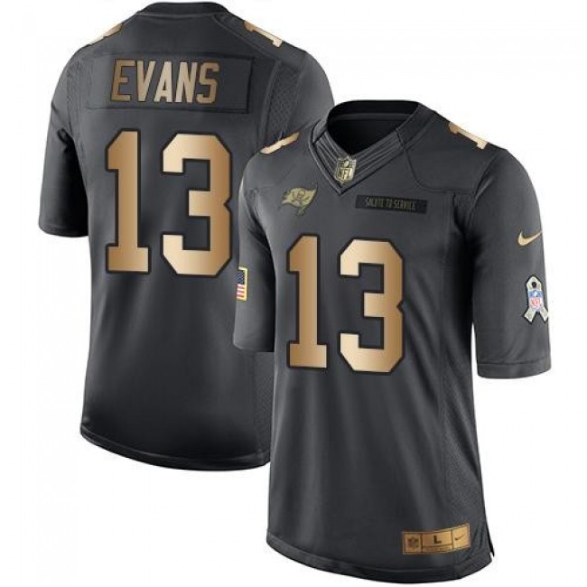 Tampa Bay Buccaneers #13 Mike Evans Black Youth Stitched NFL Limited Gold Salute to Service Jersey