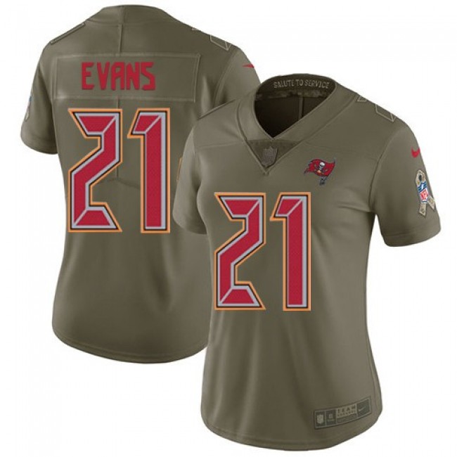 Women's Buccaneers #21 Justin Evans Olive Stitched NFL Limited 2017 Salute to Service Jersey