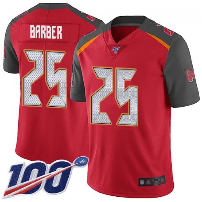 Nike Buccaneers #25 Peyton Barber Red Team Color Men's Stitched NFL 100th Season Vapor Limited Jersey