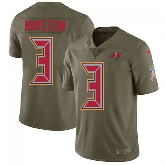 Nike Buccaneers #3 Jameis Winston Olive Men's Stitched NFL Limited 2017 Salute to Service Jersey