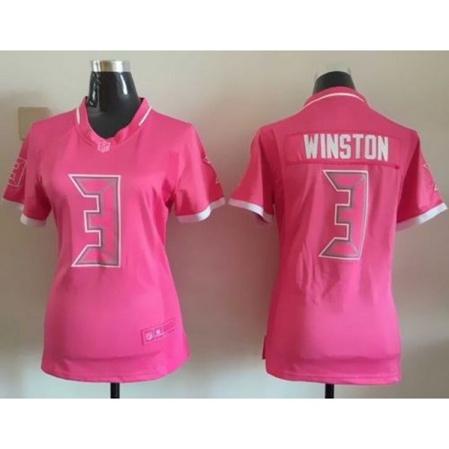 Women's Buccaneers #3 Jameis Winston Pink Stitched NFL Elite Bubble Gum Jersey