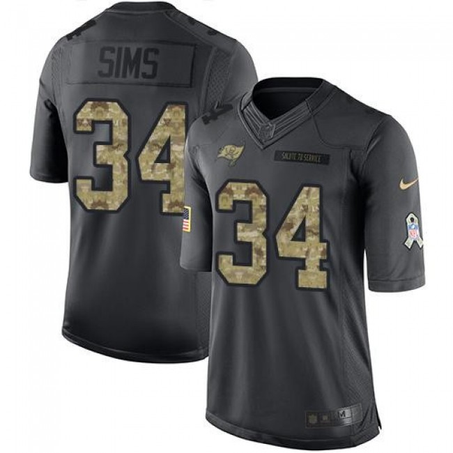 Tampa Bay Buccaneers #34 Charles Sims Black Youth Stitched NFL Limited 2016 Salute to Service Jersey