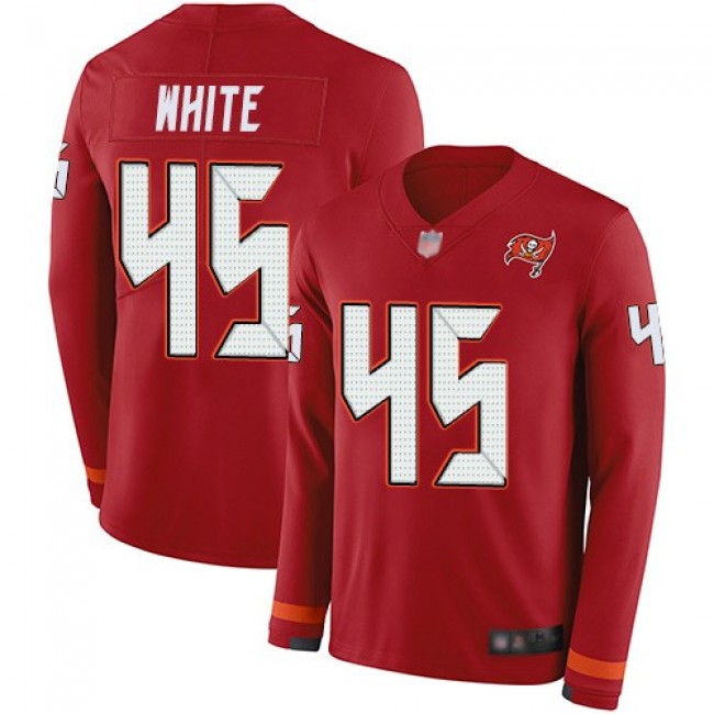 Nike Buccaneers #45 Devin White Red Team Color Men's Stitched NFL Limited Therma Long Sleeve Jersey