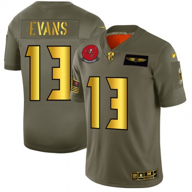 Tampa Bay Buccaneers #13 Mike Evans NFL Men's Nike Olive Gold 2019 Salute to Service Limited Jersey