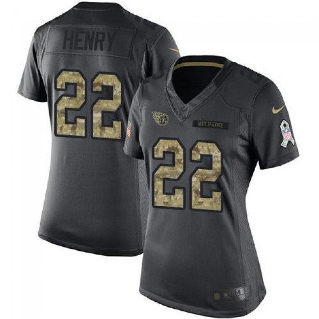 Women's Titans #22 Derrick Henry Black Stitched NFL Limited 2016 Salute to Service Jersey