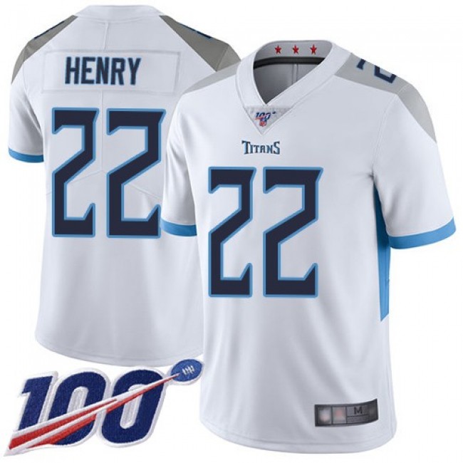 Nike Titans #22 Derrick Henry White Men's Stitched NFL 100th Season Vapor Limited Jersey