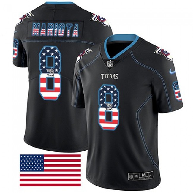 Nike Titans #8 Marcus Mariota Black Men's Stitched NFL Limited Rush USA Flag Jersey