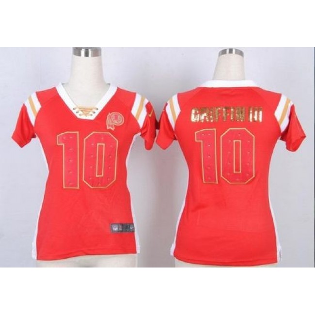 Women's Redskins #10 Robert Griffin III Burgundy Red Team Color Stitched NFL Elite Draft Him Shimmer Jersey