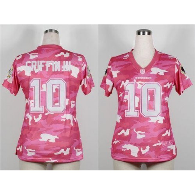 Women's Redskins #10 Robert Griffin III Pink Stitched NFL Elite Camo Jersey