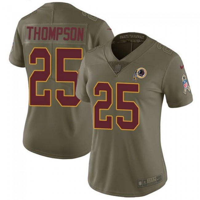 Women's Redskins #25 Chris Thompson Olive Stitched NFL Limited 2017 Salute to Service Jersey